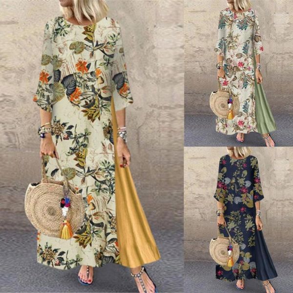 casual dresses fashion summer maxi dress women's sundress plus size women 3/4 sleeve o neck floral leaves print stitching loose 5xl, Black;gray
casual dresses fashion summer maxi dress women's sundress plus size women 3/4 sleeve o neck floral leaves print stitching loose 5xl, Black;gray