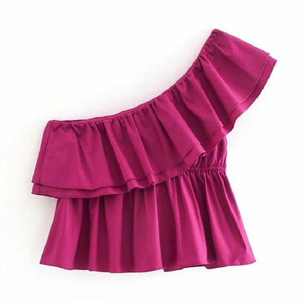 women's blouses & shirts psseewe summer 2021 women solid color inclined shoulder stacking asymmetry cropped blouse fashion ruffle waist, White
women's blouses & shirts psseewe summer 2021 women solid color inclined shoulder stacking asymmetry cropped blouse fashion ruffle waist, White