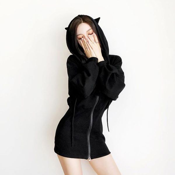 casual dresses cat ear sheath dress hoodie women's pulloverlong sleeve robe sukienka cute zip up lovely comfortable clubwear bodycon, Black;gray
casual dresses cat ear sheath dress hoodie women's pulloverlong sleeve robe sukienka cute zip up lovely comfortable clubwear bodycon, Black;gray