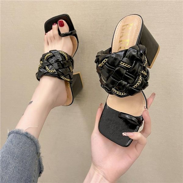 slippers woven square toe open high heel women 2021 summer chain rope for outer wear a888, Black
slippers woven square toe open high heel women 2021 summer chain rope for outer wear a888, Black