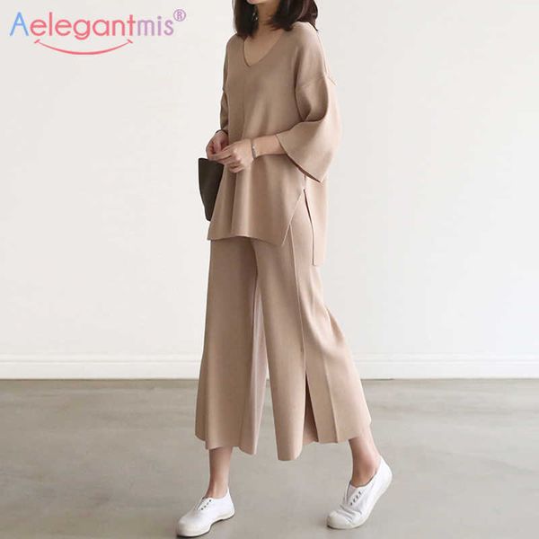 aelegantmis split v neck knitted jumple and wide leg pants 2 piece set cozy simple female casual loose elegant 210607, White
aelegantmis split v neck knitted jumple and wide leg pants 2 piece set cozy simple female casual loose elegant 210607, White