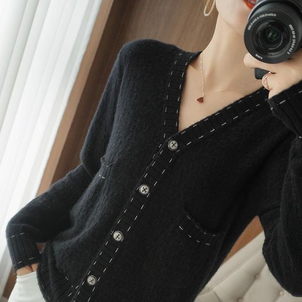 women's knits & tees 2021 autumn and winter cashmere sweater woman 100% pure wool v-neck cardigan casual korean fashion knit plus size, White
women's knits & tees 2021 autumn and winter cashmere sweater woman 100% pure wool v-neck cardigan casual korean fashion knit plus size, White