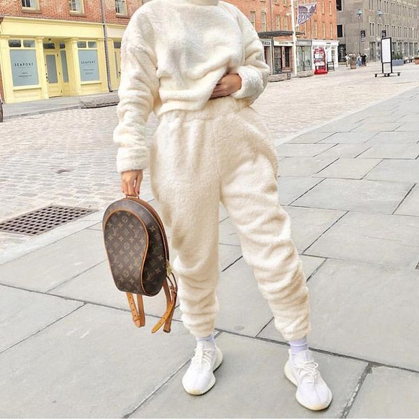 women streetwear solid faux wool sweatpant fleece pantalon white high waist autumn winter keep warm furry cozy joggers trousers women's, Black;white
women streetwear solid faux wool sweatpant fleece pantalon white high waist autumn winter keep warm furry cozy joggers trousers women's, Black;white