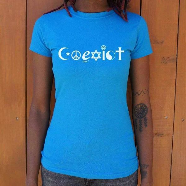 coexist symbols t-shirt | short sleeve graphic tee for women, White;black