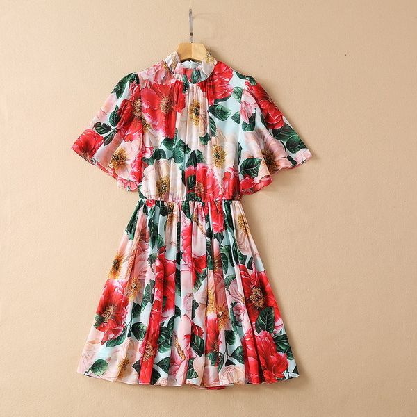 casual dresses european and american women's clothing spring lotus leaf sleeve collar fashion floral print pleated dress lazm, Black;gray
casual dresses european and american women's clothing spring lotus leaf sleeve collar fashion floral print pleated dress lazm, Black;gray