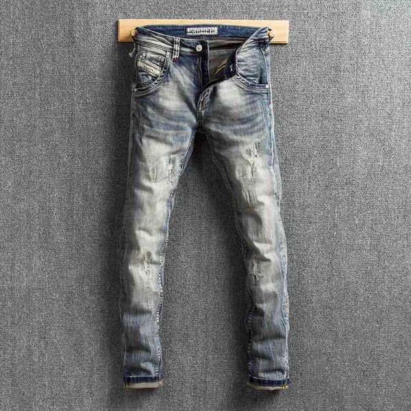 men's jeans italian vintage fashion retro wash slim fit ripped for designer classical cotton denim pants v4gh, Blue
men's jeans italian vintage fashion retro wash slim fit ripped for designer classical cotton denim pants v4gh, Blue