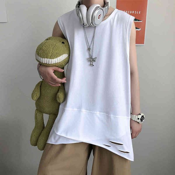 no sleeves in hem korean seam pierced hip hop shirt irregular hip-hop boy cut vest bdob, White;black
no sleeves in hem korean seam pierced hip hop shirt irregular hip-hop boy cut vest bdob, White;black