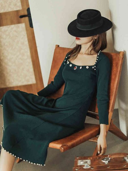 casual dresses women spring autumn vintage elegant slim knitted korean baroque style pearl long sleeve emerald sweater c6jm, Black;gray
casual dresses women spring autumn vintage elegant slim knitted korean baroque style pearl long sleeve emerald sweater c6jm, Black;gray
