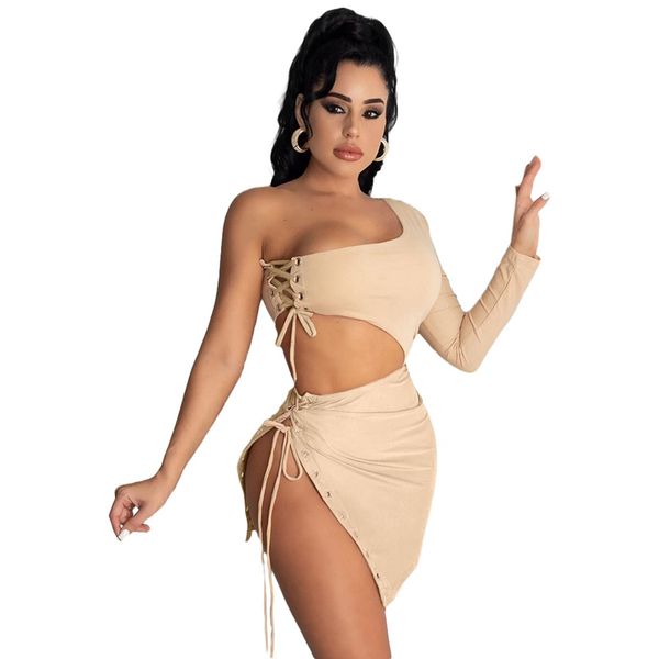 co ord two piece set women skirt and set festival clothing one sleeve lace up wrap skirt club elegant 2 piece skirt set, Black;white
co ord two piece set women skirt and set festival clothing one sleeve lace up wrap skirt club elegant 2 piece skirt set, Black;white
