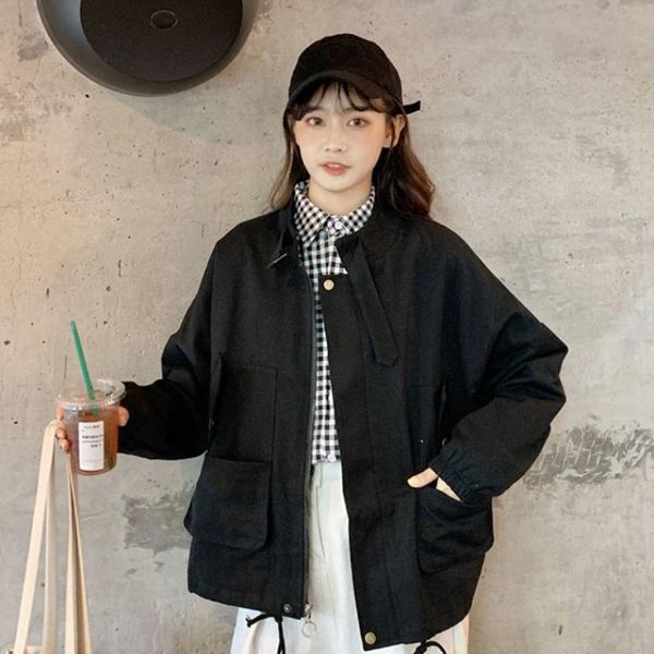 women's jackets 2021 tooling jacket female korean version of loose students hong kong style bf stand collar super fire tide, Black;brown
women's jackets 2021 tooling jacket female korean version of loose students hong kong style bf stand collar super fire tide, Black;brown