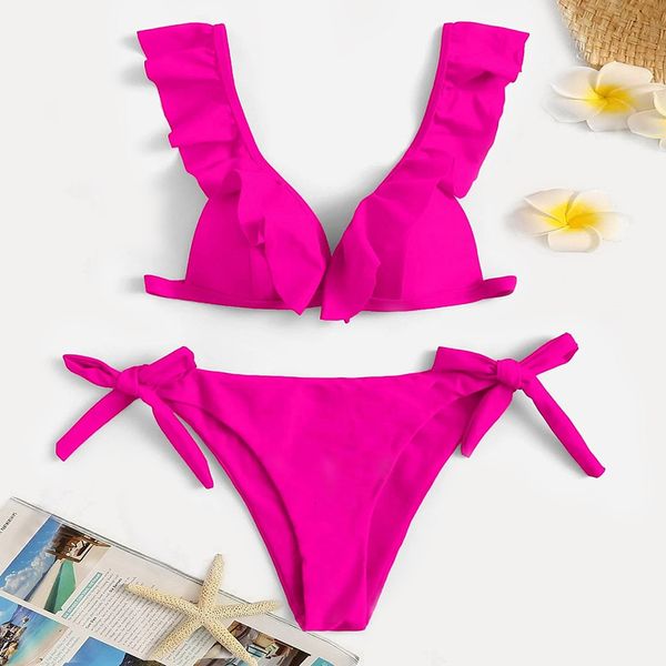 women high waist bikini set ruffles solid color swimwear swimuit female retro beachewear 2021 swimming suit for women, White;black
women high waist bikini set ruffles solid color swimwear swimuit female retro beachewear 2021 swimming suit for women, White;black