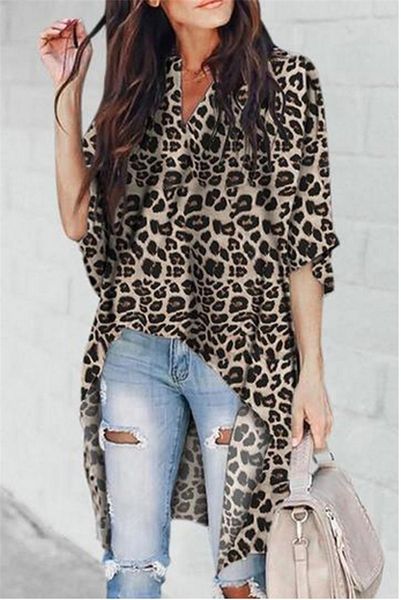 women's blouses & shirts women ladies long sleeve blouse summer shirt loose casual leopard half v-neck, White
women's blouses & shirts women ladies long sleeve blouse summer shirt loose casual leopard half v-neck, White