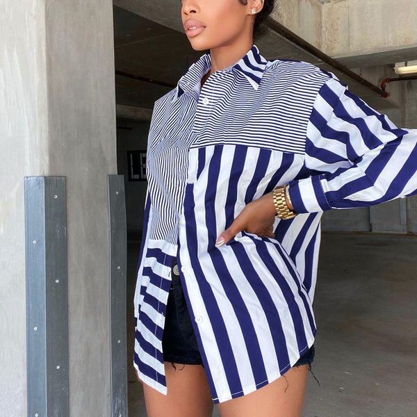 women's blouses & shirts 2021 trendy women loose striped patchwork long sleeve shirt ladies casual streatwear, White
women's blouses & shirts 2021 trendy women loose striped patchwork long sleeve shirt ladies casual streatwear, White