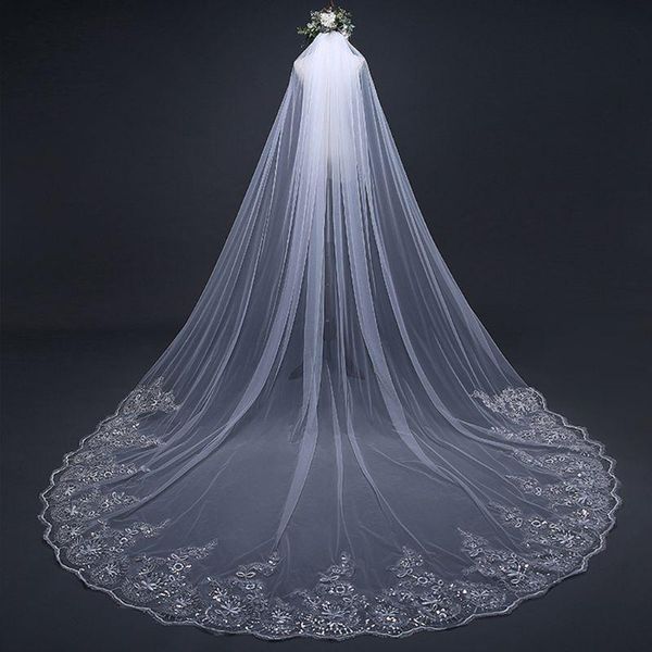bridal veils one-layer women trailing cathedral long wedding veil embroidered floral lace applique scalloped trim with comb, Black
bridal veils one-layer women trailing cathedral long wedding veil embroidered floral lace applique scalloped trim with comb, Black