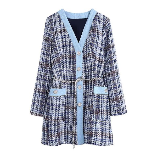 women's jackets willshela fall winter women fashion textured coat with chain belt contrast denim long sleeves v-neck chic woman warm ou, Black;brown
women's jackets willshela fall winter women fashion textured coat with chain belt contrast denim long sleeves v-neck chic woman warm ou, Black;brown