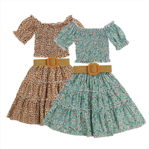 fashion children kids girls summer clothing sets floral print off shoulder t shirts skirt with waistband outfits, White
fashion children kids girls summer clothing sets floral print off shoulder t shirts skirt with waistband outfits, White