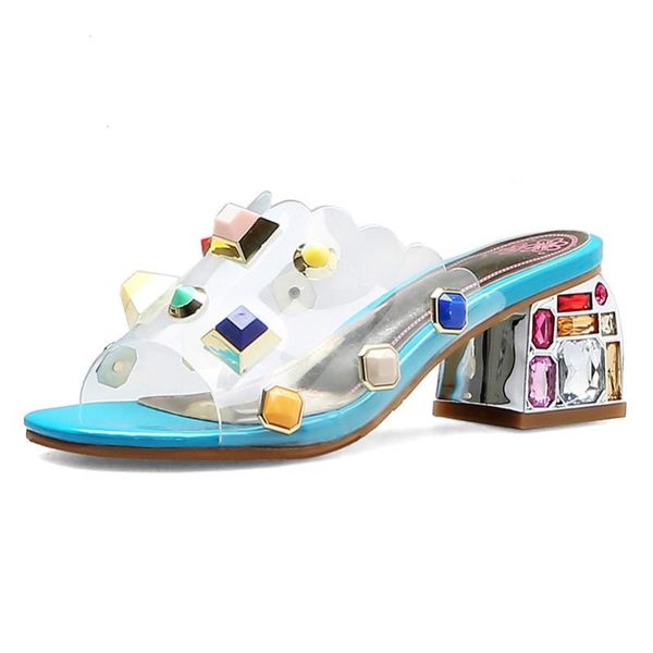 slippers women shoes summer rhinestone block high heels transparent diamond open toe slides lady sandals size 33-46, Black
slippers women shoes summer rhinestone block high heels transparent diamond open toe slides lady sandals size 33-46, Black