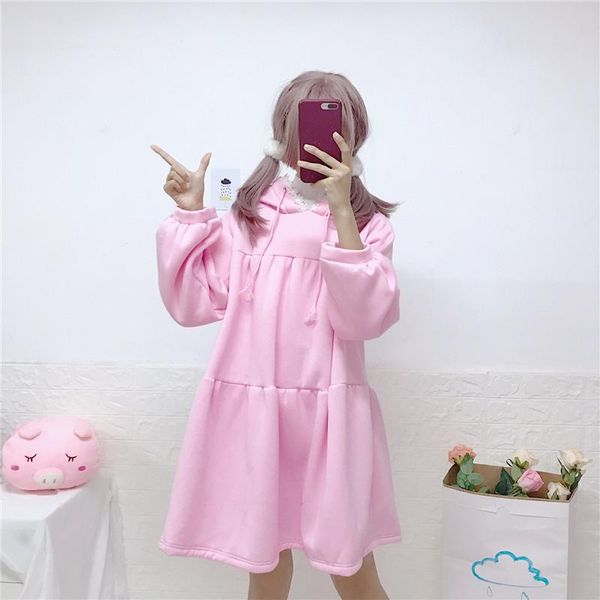casual dresses autumn and winter dress 2021 women's japanese sweet ears hooded long loose sweater, Black;gray
casual dresses autumn and winter dress 2021 women's japanese sweet ears hooded long loose sweater, Black;gray