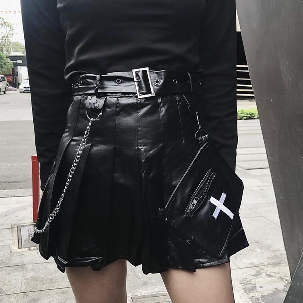 skirts gothic college style young girl pu leather embroidery slim dark skirt hard sister chain big pocket women black pleated
skirts gothic college style young girl pu leather embroidery slim dark skirt hard sister chain big pocket women black pleated