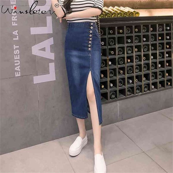 summer denim skirt women empire high waist buttons slit jeans long with stretchy b02911b 210421, Black
summer denim skirt women empire high waist buttons slit jeans long with stretchy b02911b 210421, Black