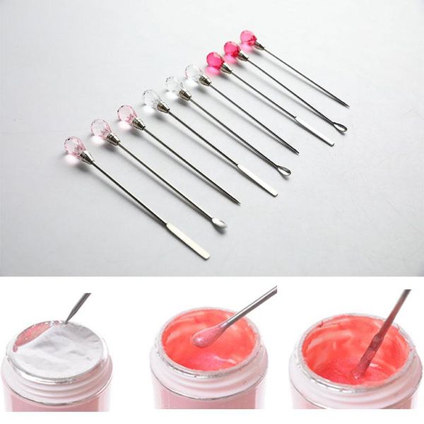 nail art equipment stainless steel stirring rod tool powder liquid picking spoon crystal handle stir stick for uv gel polish, Silver
nail art equipment stainless steel stirring rod tool powder liquid picking spoon crystal handle stir stick for uv gel polish, Silver