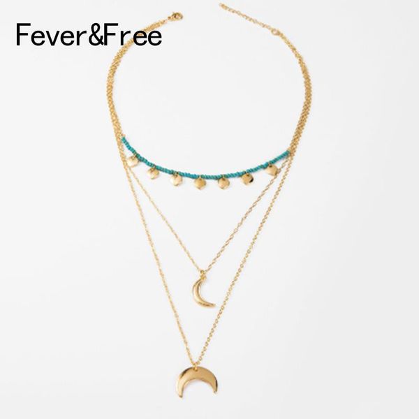 pendant necklaces fever&fashion moon statement necklace for women boho multi layer blue beads choker party jewelry, Silver
pendant necklaces fever&fashion moon statement necklace for women boho multi layer blue beads choker party jewelry, Silver