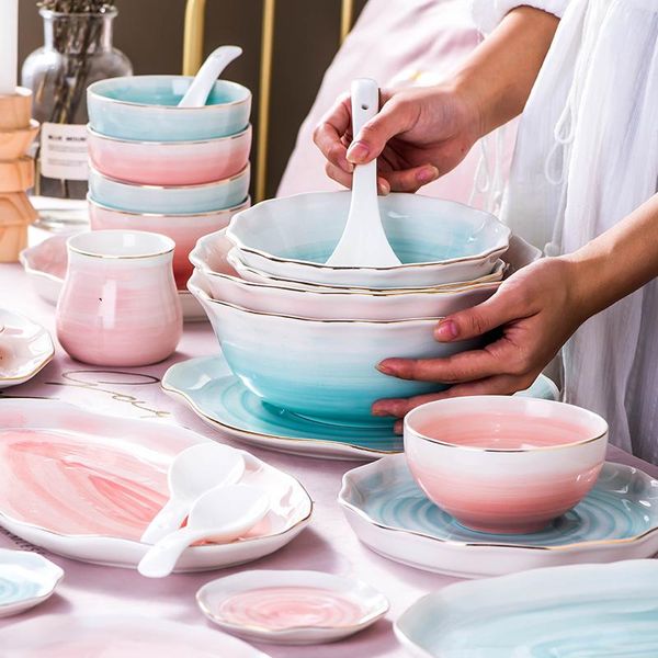 dishes & plates rhe gradient color ceramic plate set dinner porcelain small dish noodle bowl big soup steak decoration
dishes & plates rhe gradient color ceramic plate set dinner porcelain small dish noodle bowl big soup steak decoration