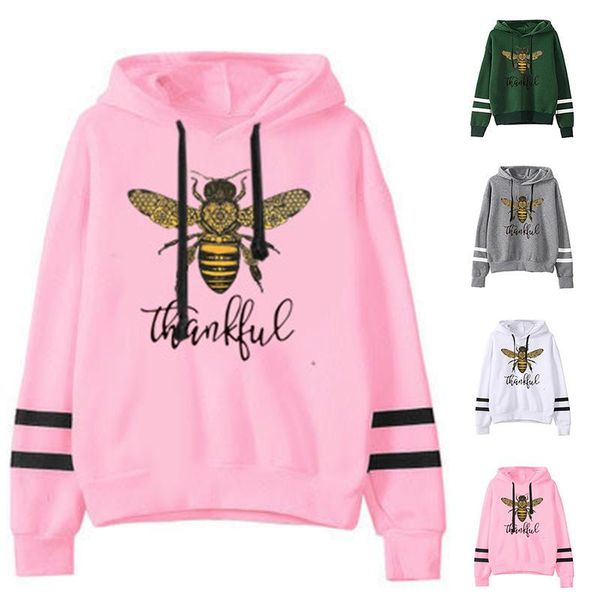 women's hoodies & sweatshirts women hoodie bee thankful printed double striped long sleeve fleece sweatshirt with hat girls pullovers w, Black
women's hoodies & sweatshirts women hoodie bee thankful printed double striped long sleeve fleece sweatshirt with hat girls pullovers w, Black