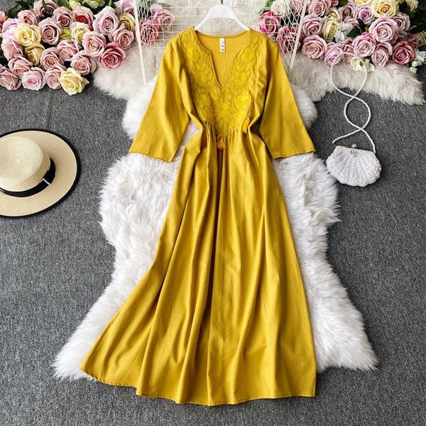 casual dresses yizzhoy spring summer women cotton ethnic style v neck retro elegant swing dress female a line tassel bohemian, Black;gray
casual dresses yizzhoy spring summer women cotton ethnic style v neck retro elegant swing dress female a line tassel bohemian, Black;gray