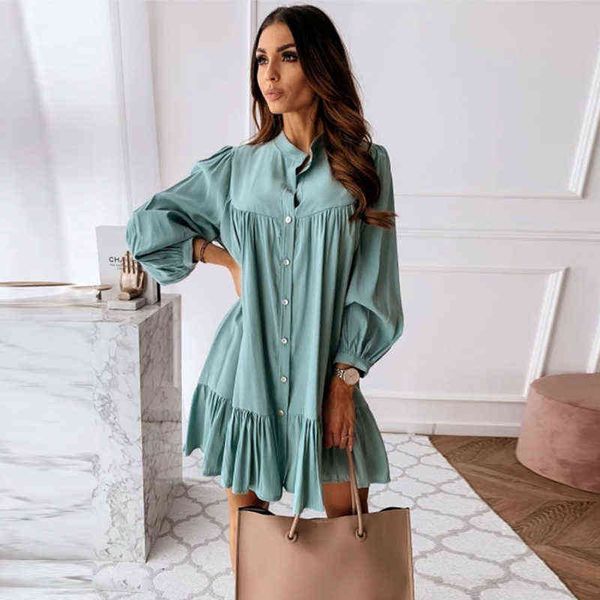 women vintage ruffled front button a-line dress long sleeve stand collar solid elegant casual mini dress 2021 autumn new dress g1223, Black;gray
women vintage ruffled front button a-line dress long sleeve stand collar solid elegant casual mini dress 2021 autumn new dress g1223, Black;gray