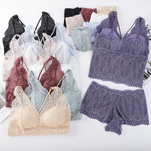 lace 2021 french bra no steel ring wrapped women's underwear girl's set, Red;black
lace 2021 french bra no steel ring wrapped women's underwear girl's set, Red;black