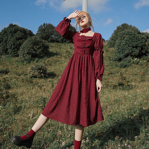 dress sweet style winter female dark red chess square goalie fugitive princess dress bing, Black;gray
dress sweet style winter female dark red chess square goalie fugitive princess dress bing, Black;gray