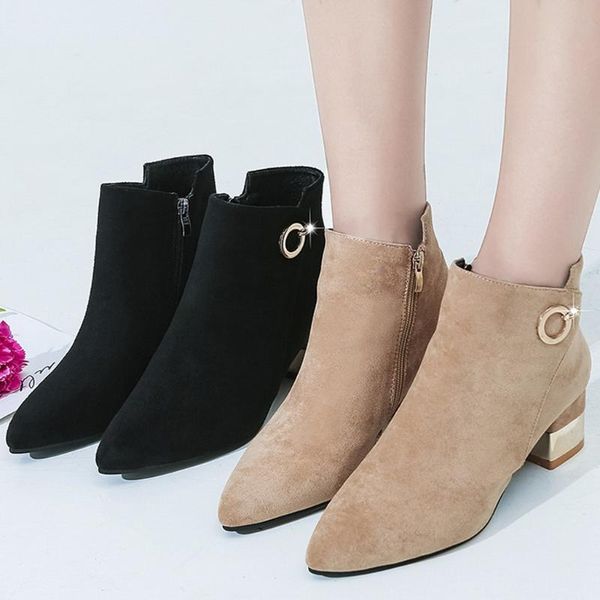 winter boots suede women's flock leisure solid pointed toe puppy heel zipper square med heel boots woman shoes with warm plush, Black
winter boots suede women's flock leisure solid pointed toe puppy heel zipper square med heel boots woman shoes with warm plush, Black