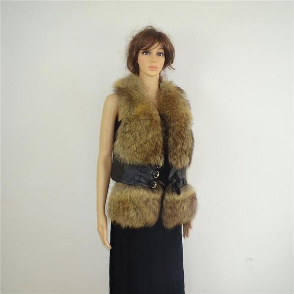 women's fur & faux mlhxfur real nature raccoon dog vest gilet jacket sleeveless spring parka winter trench leather waist belt fitting w, Black
women's fur & faux mlhxfur real nature raccoon dog vest gilet jacket sleeveless spring parka winter trench leather waist belt fitting w, Black