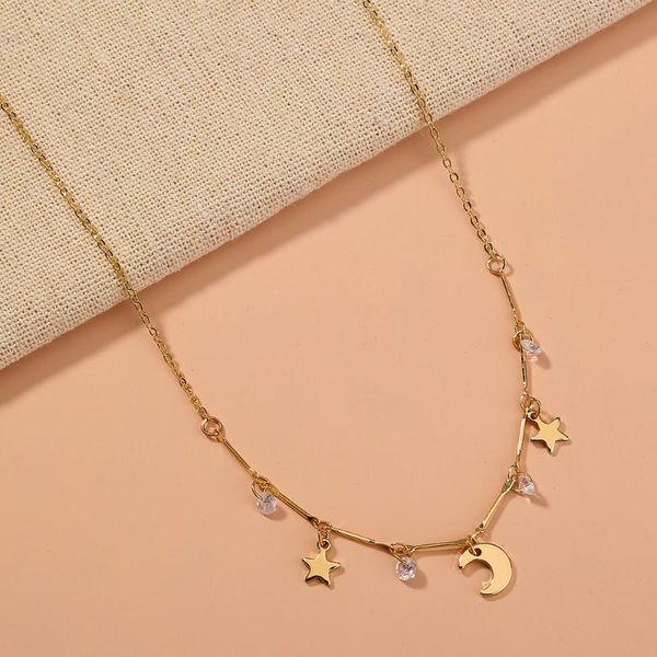 chains korea fresh and simple wind stars moon creative design pendant short necklace women's holiday jewelry, Silver
chains korea fresh and simple wind stars moon creative design pendant short necklace women's holiday jewelry, Silver