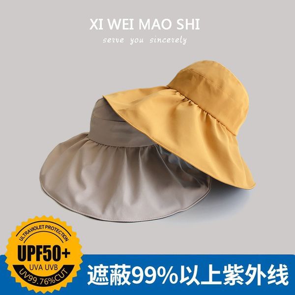 sunscreen for women's face and uv protection large brim can be tied ponytail summer black rubber sunshade empty sun hat, Yellow
sunscreen for women's face and uv protection large brim can be tied ponytail summer black rubber sunshade empty sun hat, Yellow