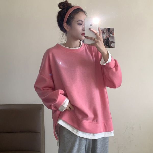 2021 autumn and winter new korean o-neck sweater women loose fake two pieces of wild long-sleeved clothing sweatshirt, Black
2021 autumn and winter new korean o-neck sweater women loose fake two pieces of wild long-sleeved clothing sweatshirt, Black