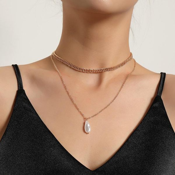 pendant necklaces vintage irregular pearl necklace for women cuba jewelry gold color link chain layered choker collar de mujer, Silver
pendant necklaces vintage irregular pearl necklace for women cuba jewelry gold color link chain layered choker collar de mujer, Silver