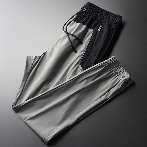 men's pants summer silky lightweight grey casual breathable fashion elastic waist drawstring necked quarter sweatpants, Black
men's pants summer silky lightweight grey casual breathable fashion elastic waist drawstring necked quarter sweatpants, Black