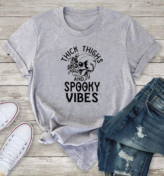 women's t-shirt thick thighs and spooky vibes gothic women 100% cotton funny graphic quote casual fashion hipster tee tshirt, White
women's t-shirt thick thighs and spooky vibes gothic women 100% cotton funny graphic quote casual fashion hipster tee tshirt, White