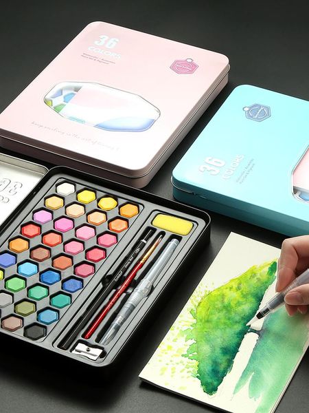 gift sets touch boge 36/48 colors solid watercolor paint set with portable iron box for art supplies
gift sets touch boge 36/48 colors solid watercolor paint set with portable iron box for art supplies