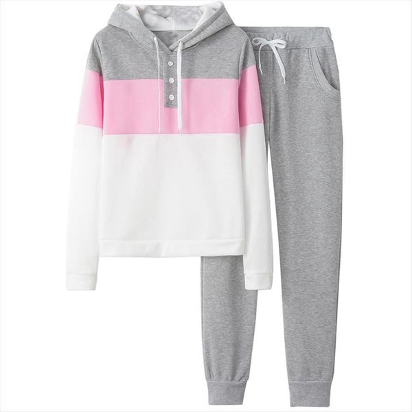 tracksuit hooded long sleeved womens pants sportwear two piece set fleece splicing suit ropa de mujer, White
tracksuit hooded long sleeved womens pants sportwear two piece set fleece splicing suit ropa de mujer, White