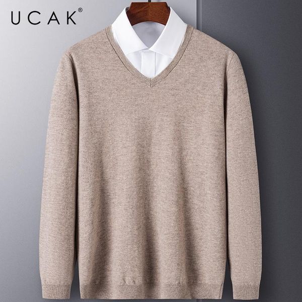 men's sweaters ucak brand casual pure wool men clothing v-neck solid color streetwear sweater pull homme autumn thin pullover u1245, White;black
men's sweaters ucak brand casual pure wool men clothing v-neck solid color streetwear sweater pull homme autumn thin pullover u1245, White;black