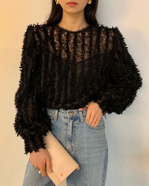 women's sweaters korean chic spring lace shirt slightly transparent cute youth-looking versatile long sleeve pullover round neck fbis, White;black
women's sweaters korean chic spring lace shirt slightly transparent cute youth-looking versatile long sleeve pullover round neck fbis, White;black