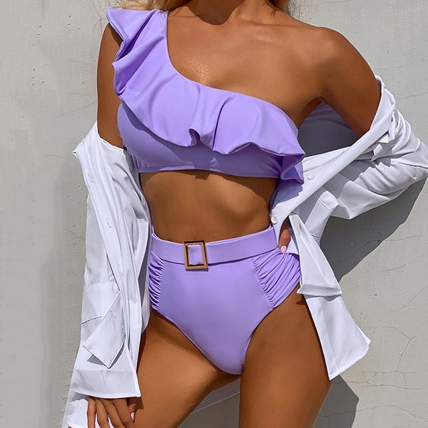 one shoulder ruffled female swimsuit high waist bikini women swimwear two-pieces bikini set waist belt bather bathing suit swiming
one shoulder ruffled female swimsuit high waist bikini women swimwear two-pieces bikini set waist belt bather bathing suit swiming
