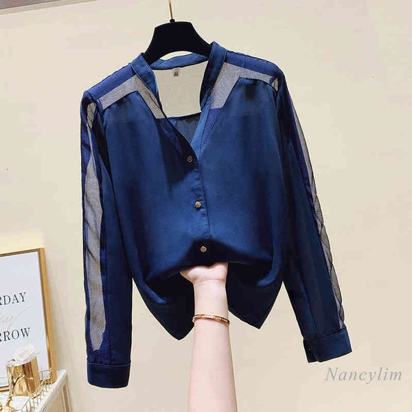 blouses women's blouse spring summer fashion mesh stitching shirt female all-match chiffon blusa blue black, White
blouses women's blouse spring summer fashion mesh stitching shirt female all-match chiffon blusa blue black, White
