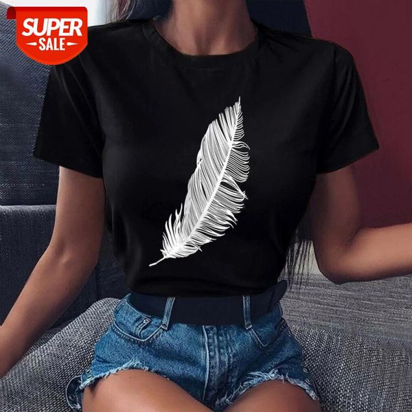 2021 Women casual Harajuku fashion t-shirt feather print loose o-neck short sleeve elastic stretched summer home new Tee Shirt #j42Z, White
2021 Women casual Harajuku fashion t-shirt feather print loose o-neck short sleeve elastic stretched summer home new Tee Shirt #j42Z, White