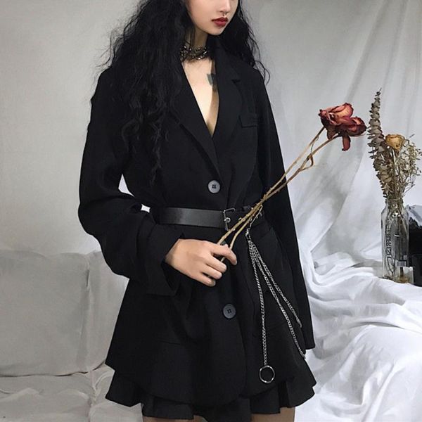 women's suits & blazers korean black suit women outerwear long sleeve gothic streetwear thin coat female 2021 casual office autumn clot, White;black
women's suits & blazers korean black suit women outerwear long sleeve gothic streetwear thin coat female 2021 casual office autumn clot, White;black