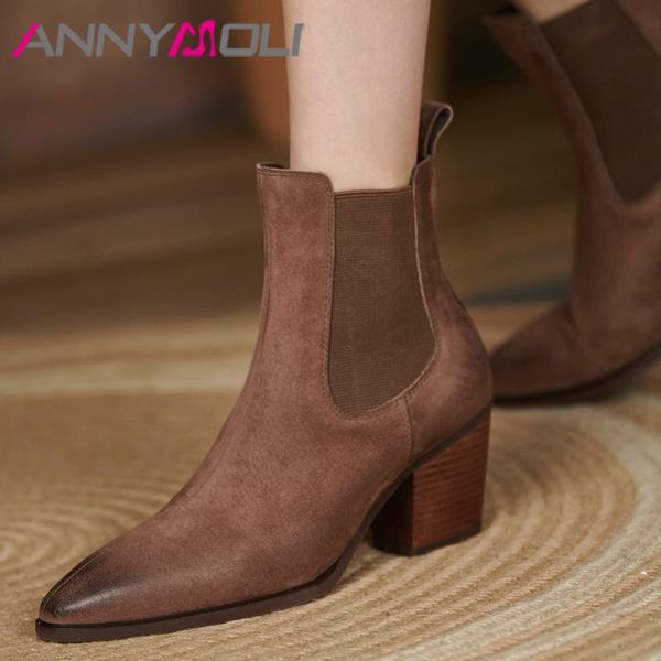 boots annymoli women shoes real leather ankle pigskin thick high heel pointed toe ladies footwear autumn winter black 42
boots annymoli women shoes real leather ankle pigskin thick high heel pointed toe ladies footwear autumn winter black 42