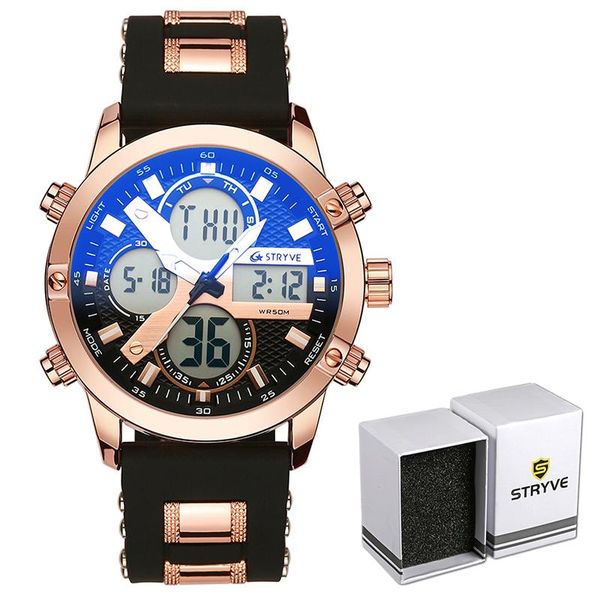 wristwatches styrve 8021 mens watches military date week clock sport dual display digital quartz watch men relogio masculin, Slivery;brown
wristwatches styrve 8021 mens watches military date week clock sport dual display digital quartz watch men relogio masculin, Slivery;brown